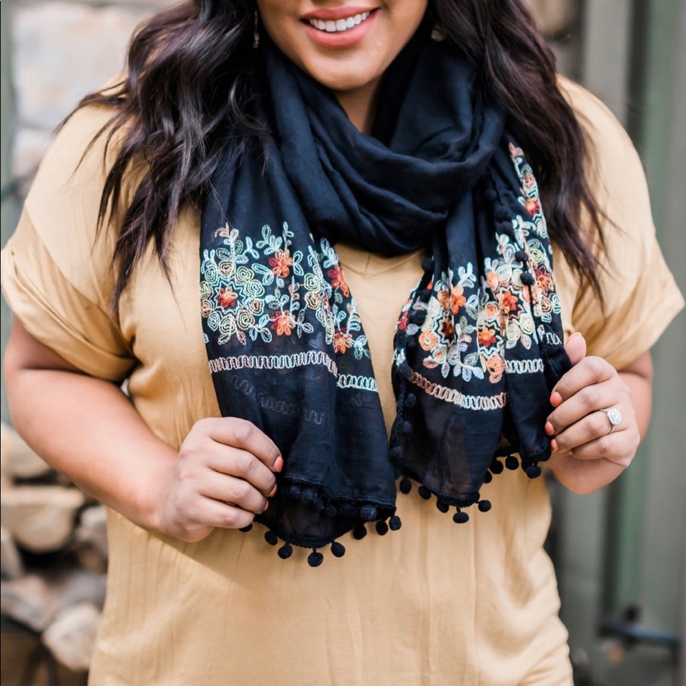 Adorned And Delighted Embroidered Scarf - Picture 1 of 5